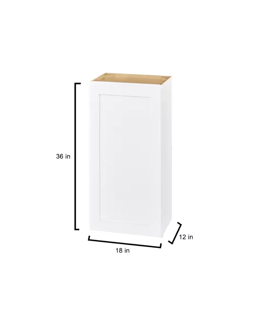 Avondale Shaker Alpine White Ready to Assemble Plywood 18 in Wall Kitchen Cabinet (18 in W x 36 in H x 12 in D)