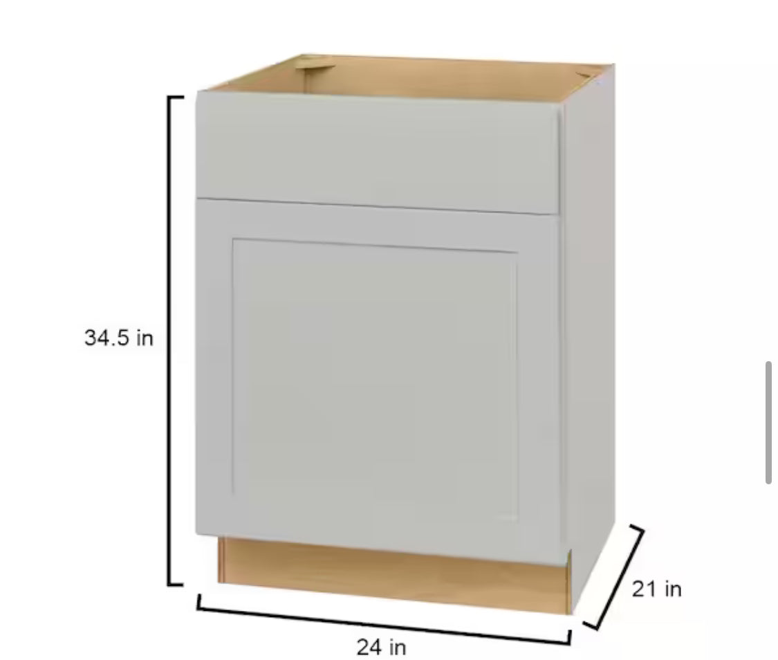 Avondale 24 in. W x 21 in. D x 34.5 in. H Ready to Assemble Plywood Shaker Sink Base Bath Cabinet in Dove Gray