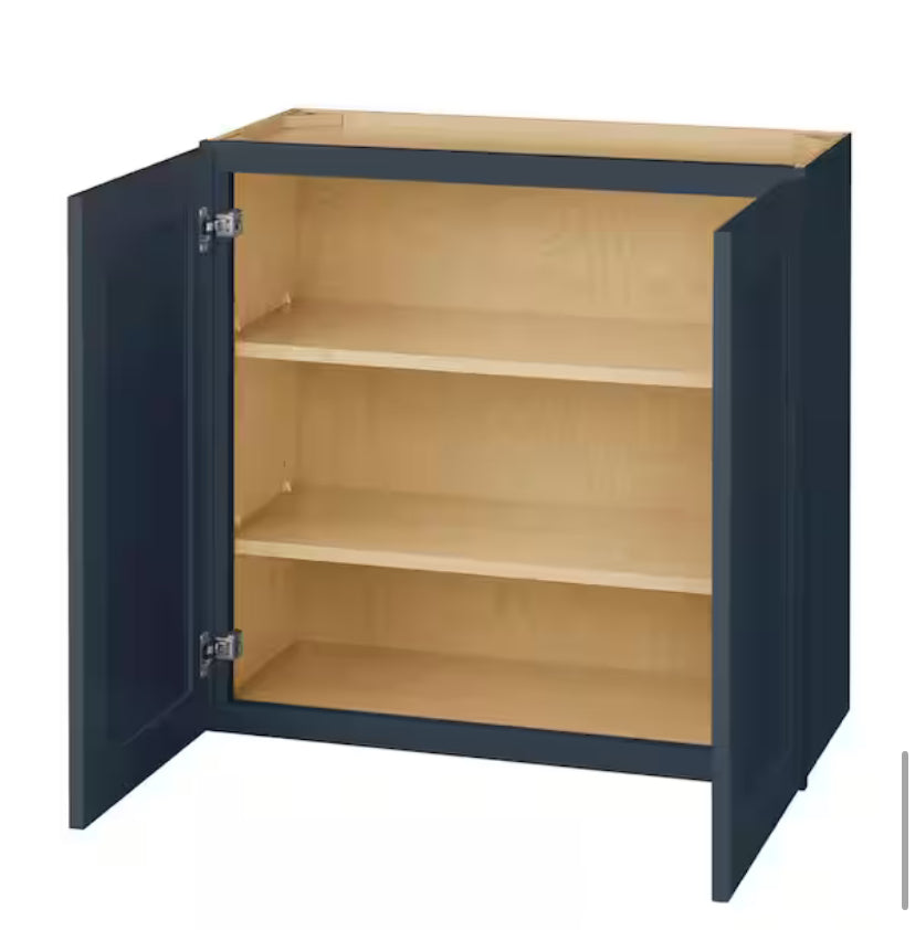 Avondale 36 in. W x 12 in. D x 30 in. H Ready to Assemble Plywood Shaker Wall Kitchen Cabinet in Ink Blue