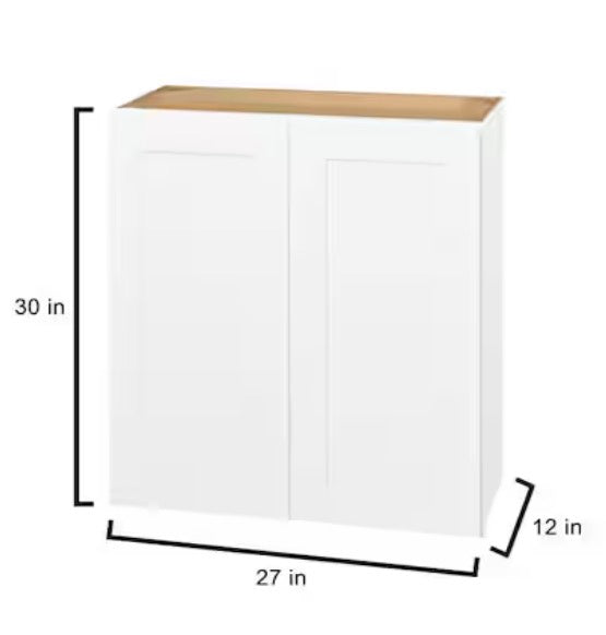 Avondale 27 in. W x 12 in. D x 42 in. H Ready to Assemble Plywood Shaker Wall Kitchen Cabinet in Alpine White