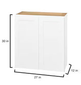 Avondale 27 in. W x 12 in. D x 42 in. H Ready to Assemble Plywood Shaker Wall Kitchen Cabinet in Alpine White