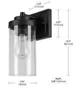 Axel Matte Black Minimalist Indoor/Outdoor 1-Light Wall Sconce with Seeded Glass Shade