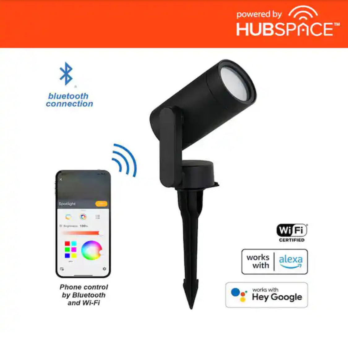 10-Watt Equivalent Low Voltage Black LED Outdoor Spotlight with Smart App Control (1-Pack) Powered by Hubspace