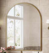 30 in. W x 40 in. H Modern Arched Gold Aluminum Alloy Framed Wall Mirror