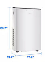 10,000 BTU Smart Portable Air Conditioner for Rooms up to 450 Sq. Ft. with Remote, 3 Speeds, Dual Filter in White