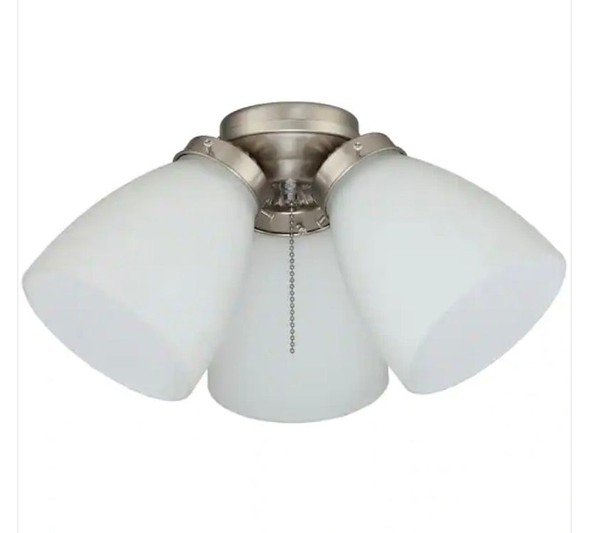 3-Light Brushed Nickel Ceiling Fan Shades LED Light Kit