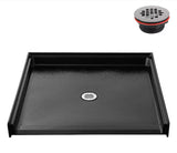 GB-2634-540-BL 48 in. x 38 in. Alcove Acrylic Shower Pan Base in Glossy Black with Center Drain, Drain Included