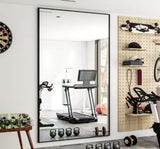 34 in. W x 76 in. H Rectangular Black Aluminum Alloy Framed Modern Oversized Wall Mirror