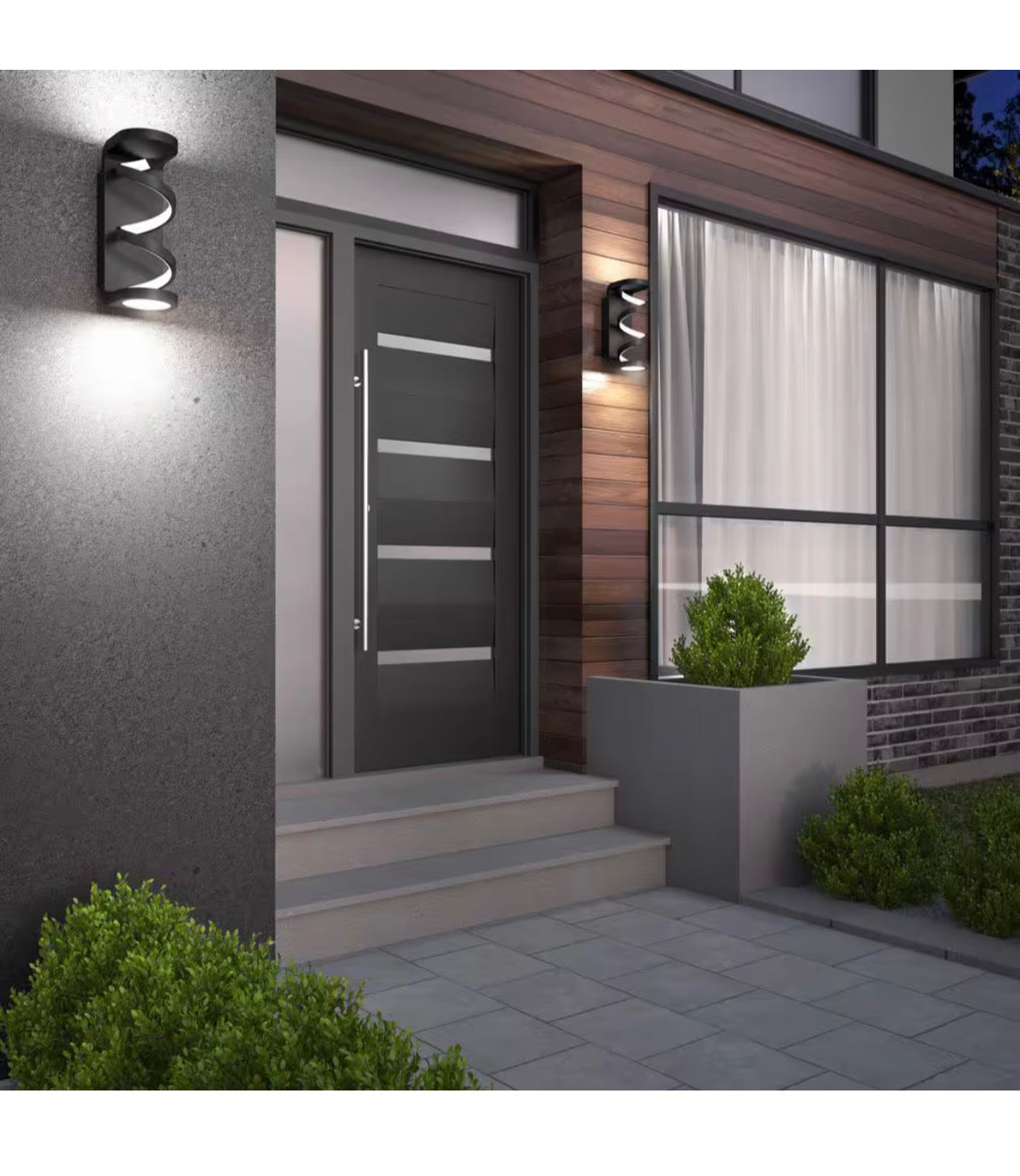 Swirl 1-Light Black LED Outdoor Wall Cylinder Light