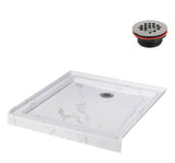 36 in. x 36 in. Alcove Acrylic Shower Pan Base in Matte Marble with Center Drain Included