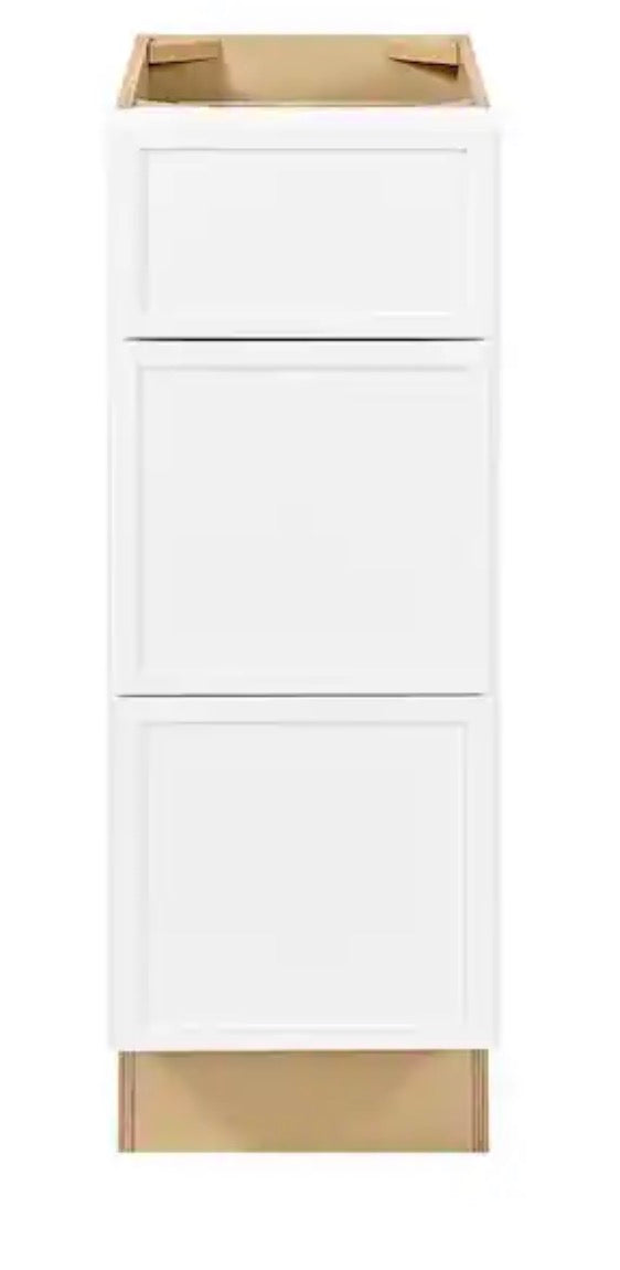 Leyton 12 in. W x 21 in. D x 34.5 in. H Ready to Assemble Plywood Slim Shaker Bath Drawer Base Cabinet in Alpine White