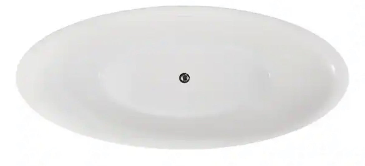 71 in. x 33 in. Acrylic Freestanding Soaking Bathtub in Glossy White with Polished Chrome Drain