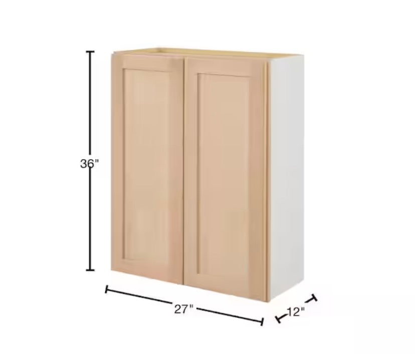 27 in. W x 12 in. D x 36 in. H Ready to Assemble Wall Kitchen Cabinet in Unfinished with CLICKREADY Technology