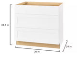 Avondale Shaker Alpine White Ready to Assemble Plywood 36 in Drawer Base Cabinet (36 in W x 24 in D x 34.5 in H)