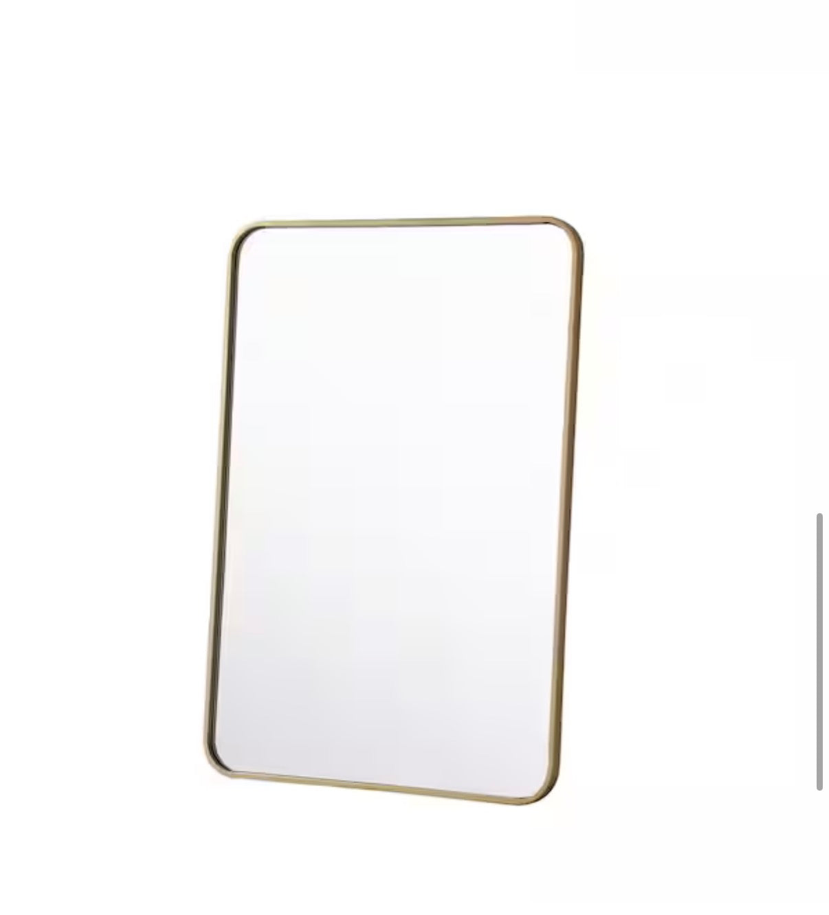 Timeless Home 24 in. W x 36 in. H x modern Soft Corner Metal Rectangle Brass Mirror