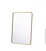 Timeless Home 24 in. W x 36 in. H x modern Soft Corner Metal Rectangle Brass Mirror
