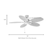 Lillycrest 52 in. Indoor/Outdoor Matte White Ceiling Fan with Downrod and Reversible Motor; Light Kit Adaptable