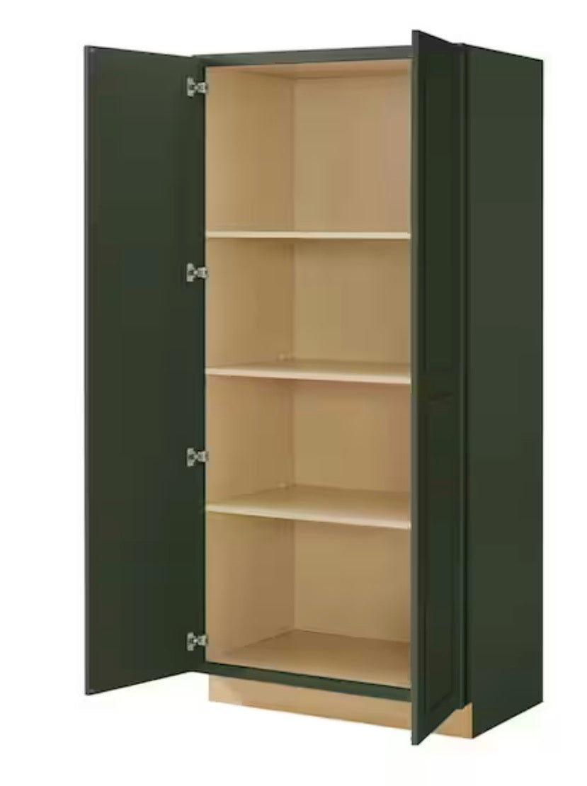 Avondale 36 in. W x 84 in. H x 24 in. D Ready To Assemble Plywood Shaker Wide Pantry Cabinet in Fern Green