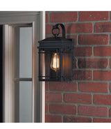 Broward 13 in. 1-Light Black Outdoor Hardwired Wall Lantern Sconce Light Fixture with Clear Glass