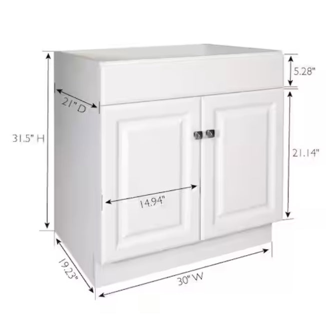 Wyndham 30 in. 2-Door Bath Vanity Cabinet Only in White (Ready to Assemble)