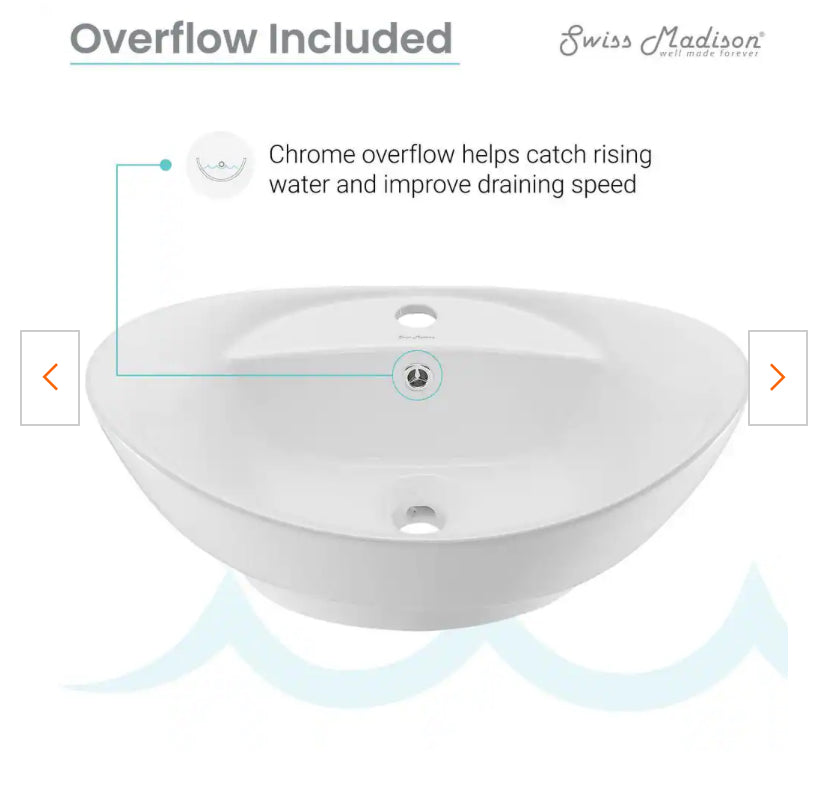 Ivy 23 in. Oval Ceramic Vessel Sink in White
