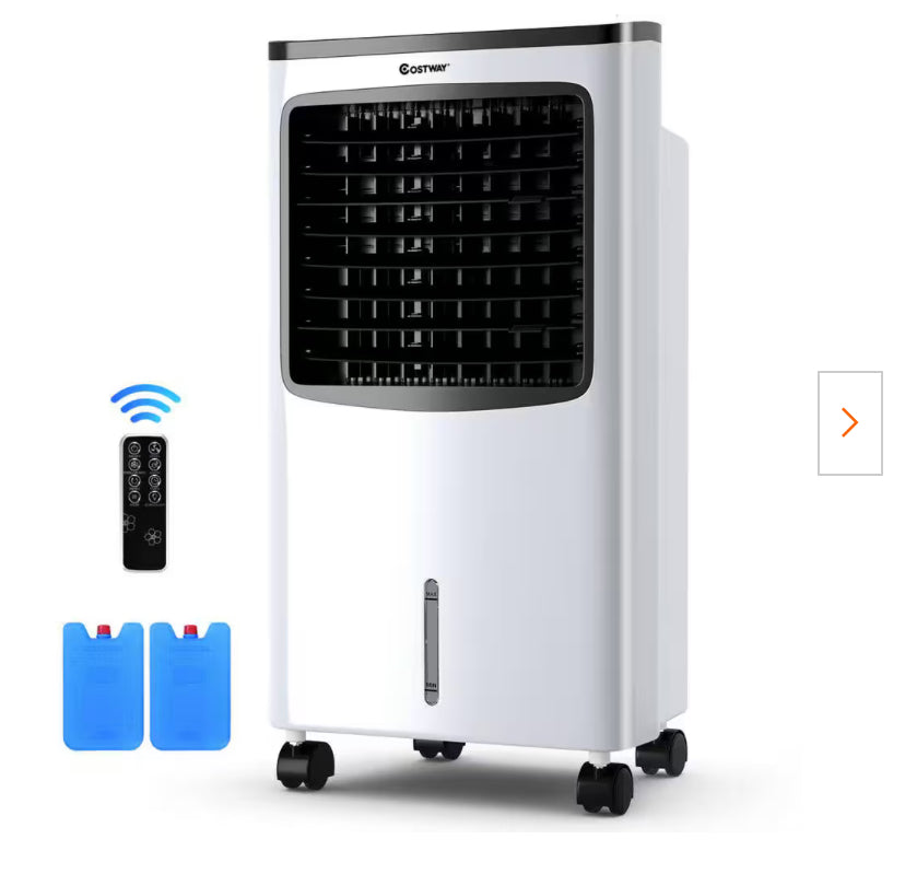 215 CFM 3-Speed Portable Evaporative Cooler Air Cooler Fan Filter Humidify Anion For 400 Sq.Ft. with Remote Control