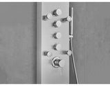 65 in. 8-Jet Shower Panel System in Stainless Steel with Adjustable Rainfall Shower Head, Handshower Wand and Tub Spout