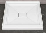 34 in. L x 34 in. W Alcove Shower Pan Base with Center Drain Hole and Magnetic Cover in White Square Shower Base