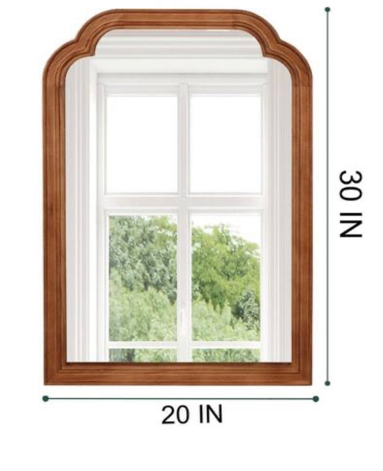 Yellow Brown 20 in. W x 30 in. H Rectangle Solid Wood Frame Mirror with Rounded Corners for Bathroom Living Room Decor