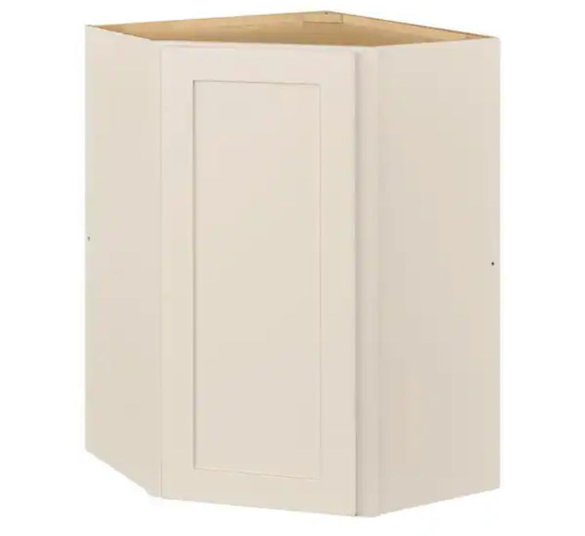 Avondale 24 in. W x 24 in. D x 36 in H Ready to Assemble Plywood Shaker Diagonal Corner Kitchen Cabinet in Antique White