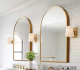24 in. W x 36 in. H Arched Wall Mirror Gold Metal Framed Bathroom Vanity Mirror (Set of 2)