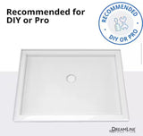 ShowerCast 60 in. x 30 in. Single Threshold Shower Pan in White with Modern Square Chrome Shower Drain Cover Left Drain