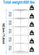 18in.L*18in.W*72in.H Adjustable White Right-Angle Scalloped Wire Metal Shelf for Kitchen with Padded, Leveling Feet