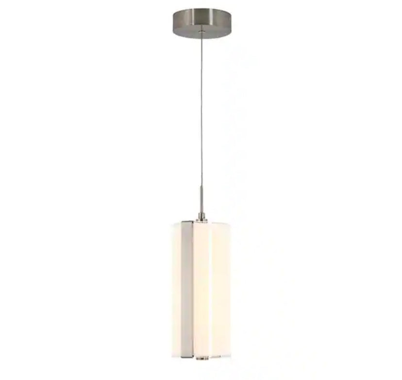 Subway Round 12-Watt 1 Light Chrome Modern Integrated LED Mini Pendant Light Fixture for Kitchen Island