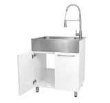 All-in-One 28 in. x 22 in. x 33.8 in. Stainless Steel Drop-In Sink and Cabinet with Faucet in White