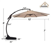 Load image into Gallery viewer, 12 ft. Cantilever Umbrella Large Outdoor Heavy-Duty Offset Hanging Patio Umbrella with Base in Beige
