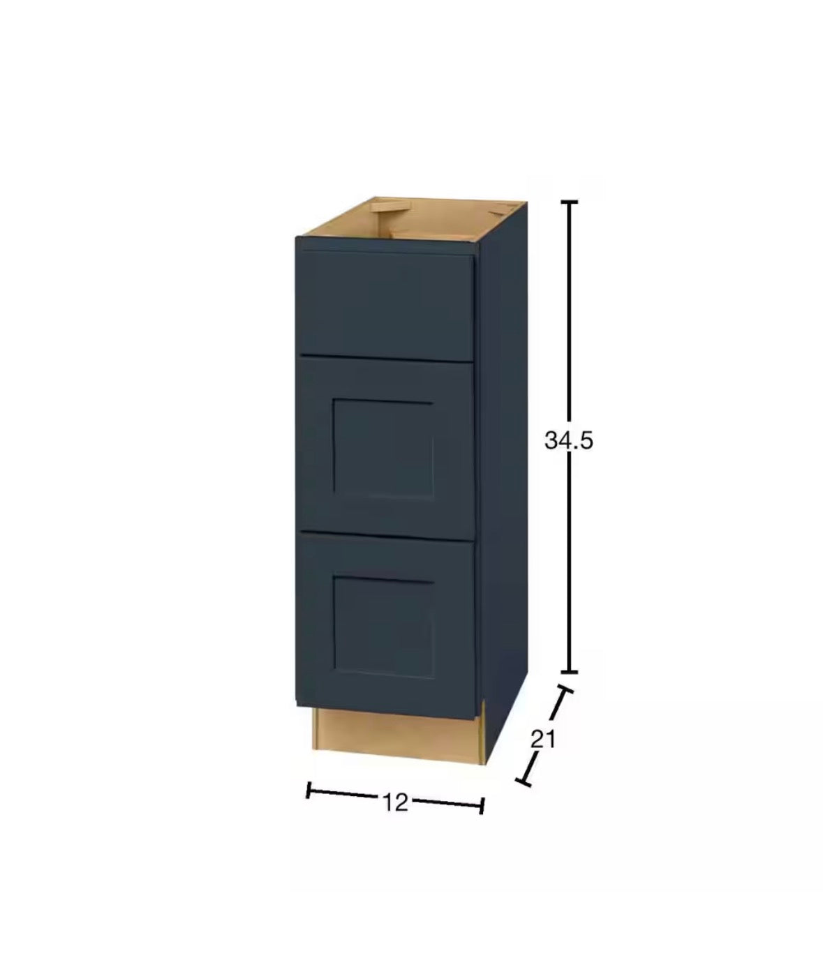 Avondale 12 in. W x 21 in. D x 34.5 in. H Ready to Assemble Plywood Shaker Drawer Base Bath Cabinet in Ink Blue