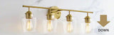 Pavlen 24 in. 3-Lights Antique Brass Vanity Light with Clear Glass Shades