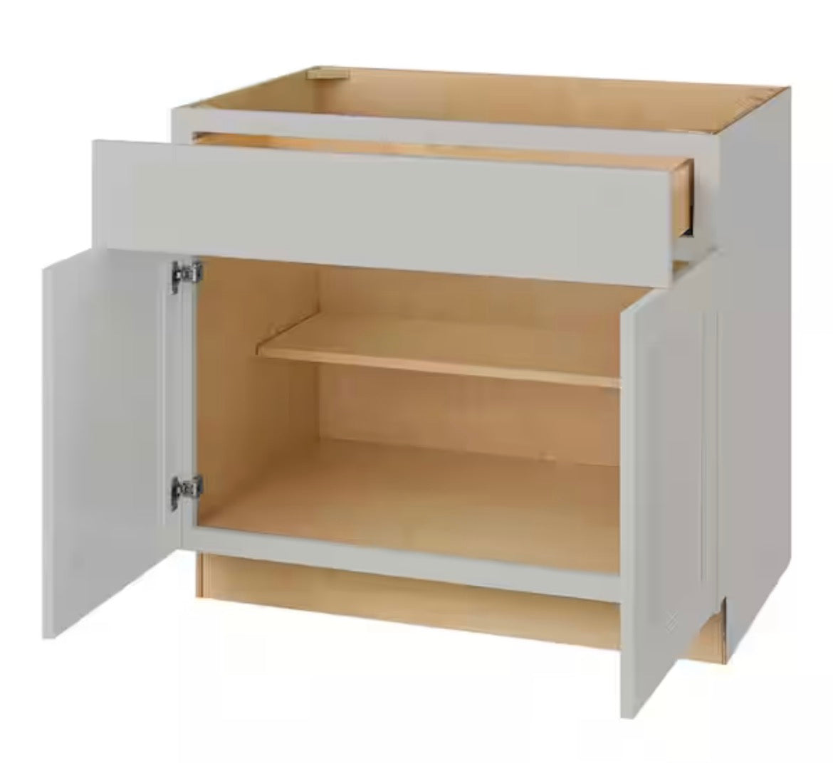 Avondale 36 in. W x 24 in. D x 34.5 in. H Ready to Assemble Plywood Shaker Base Kitchen Cabinet in Dove Gray