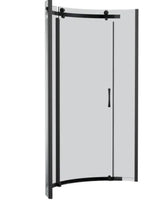 38 in. W x 72 in. H Round Sliding Frameless Corner Shower Enclosure in Matte Black with Tinted Glass