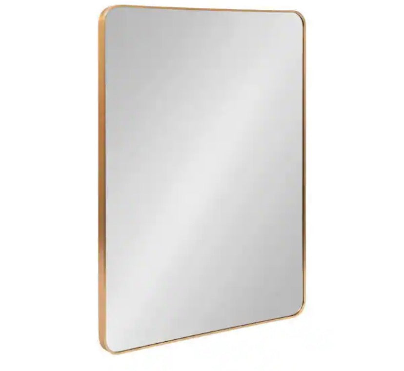 Zayda 30.00 in. W x 41.96 in. H Gold Rectangle Modern Framed Decorative Wall Mirror