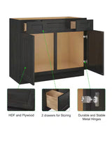 42 in. W x 21 in. D x 34.5 in. H in Shaker Charcoal Plywood Ready to Assemble Floor Vanity Sink Base Kitchen Cabinet