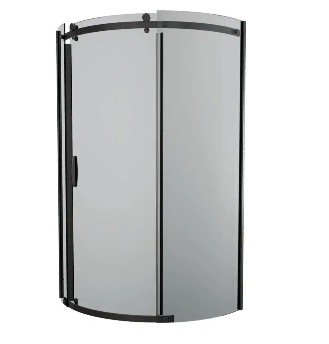 38 in. W x 72 in. H Round Sliding Frameless Corner Shower Enclosure in Matte Black with Tinted Glass