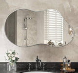 46 in. W. x 26 in. H Irregular Silver Aluminum Alloy Framed Wall Mirror Asymmetrical Wall Mirror