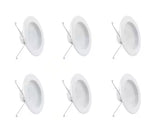 5/6 in. Integrated LED White Retrofit Recessed Light Trim Dimmable CEC Downlight Soft White 2700K, 6-Pack