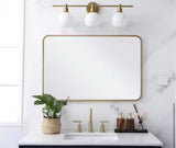 Timeless Home 24 in. W x 36 in. H x modern Soft Corner Metal Rectangle Brass Mirror