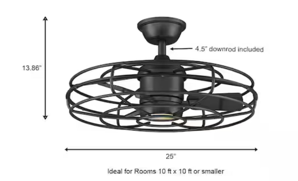 Heritage Point 25 in. Indoor/Covered Outdoor Galvanized Fandelier Ceiling Fan with Integrated LED and Remote Included