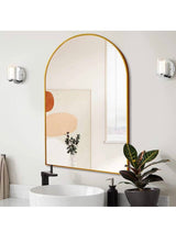 TA 36 in. H x 24 in. W Gold Modern Arch Framed Mirror