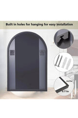 26 in. W x 38 in. H Arched Black Aluminum Alloy Framed Wall Mirror