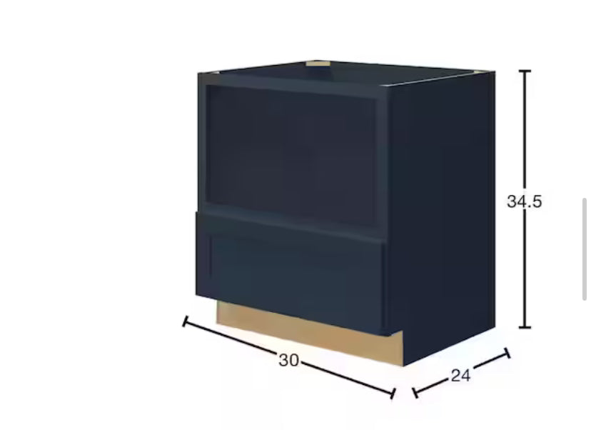 Avondale 30 in. W x 24 in. D x 34.5 in. H Ready to Assemble Plywood Shaker Microwave Base Kitchen Cabinet in Ink Blue